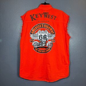 Bike Wear L men’s orange shirt vest motorcycle Florida America’s Highway